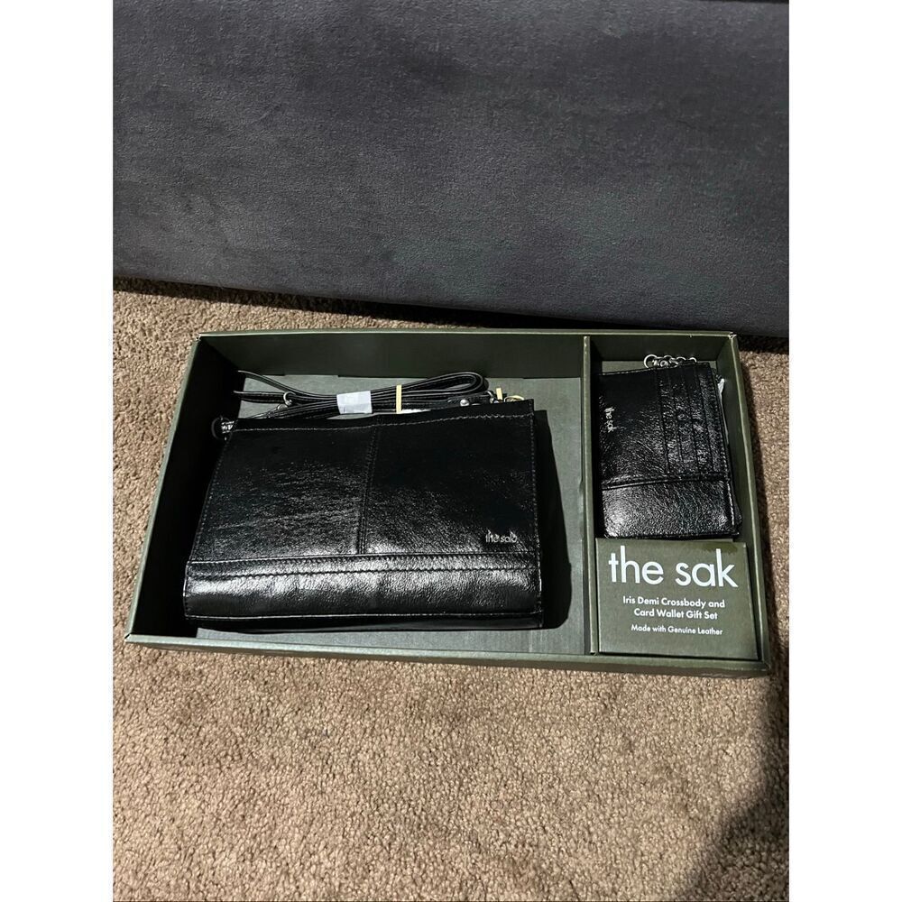 The Sak Iris Demi Crossbody & Card Wallet Gift Set Black Leather
